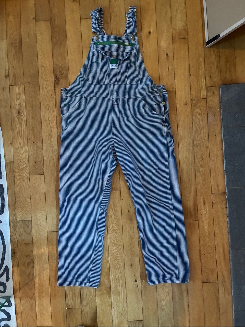 Liberty Blue and White Hickory Stripe Cotton Overalls